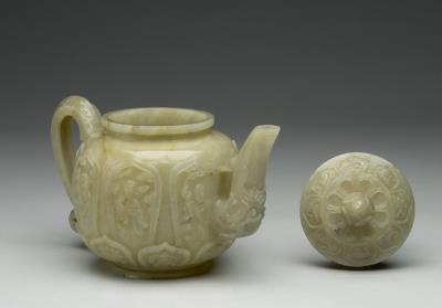 图片[3]-Jade teapot carved with the Eight Immortals motif, Qing dynasty, c. 18th-19th century-China Archive